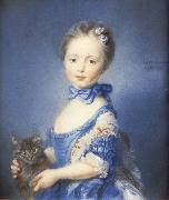PERRONNEAU, Jean-Baptiste A Girl with a Kitten Spain oil painting reproduction